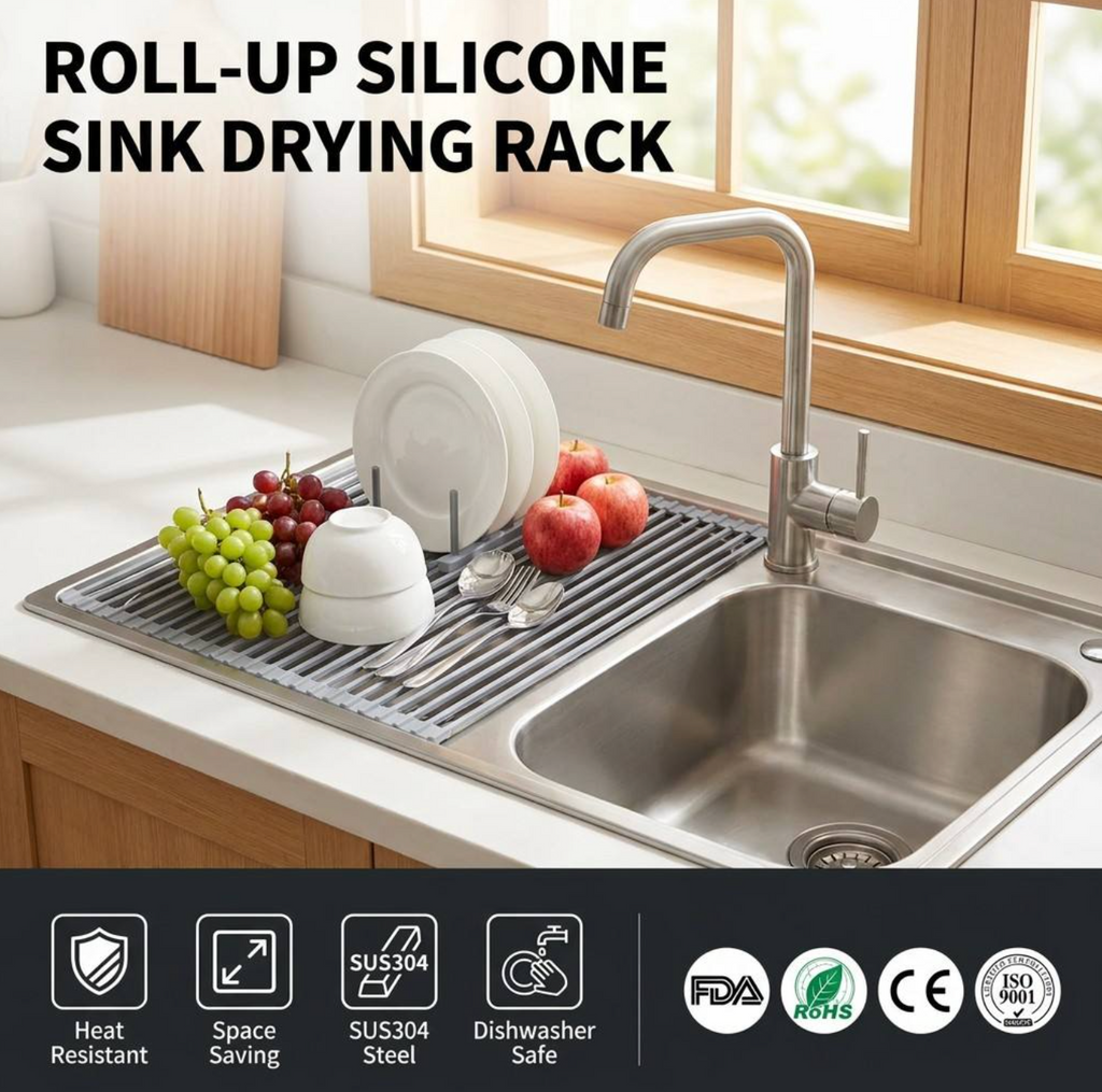 Expandable Over-the-Sink Dish Drying Rack – Space-Saving Kitchen Organizer