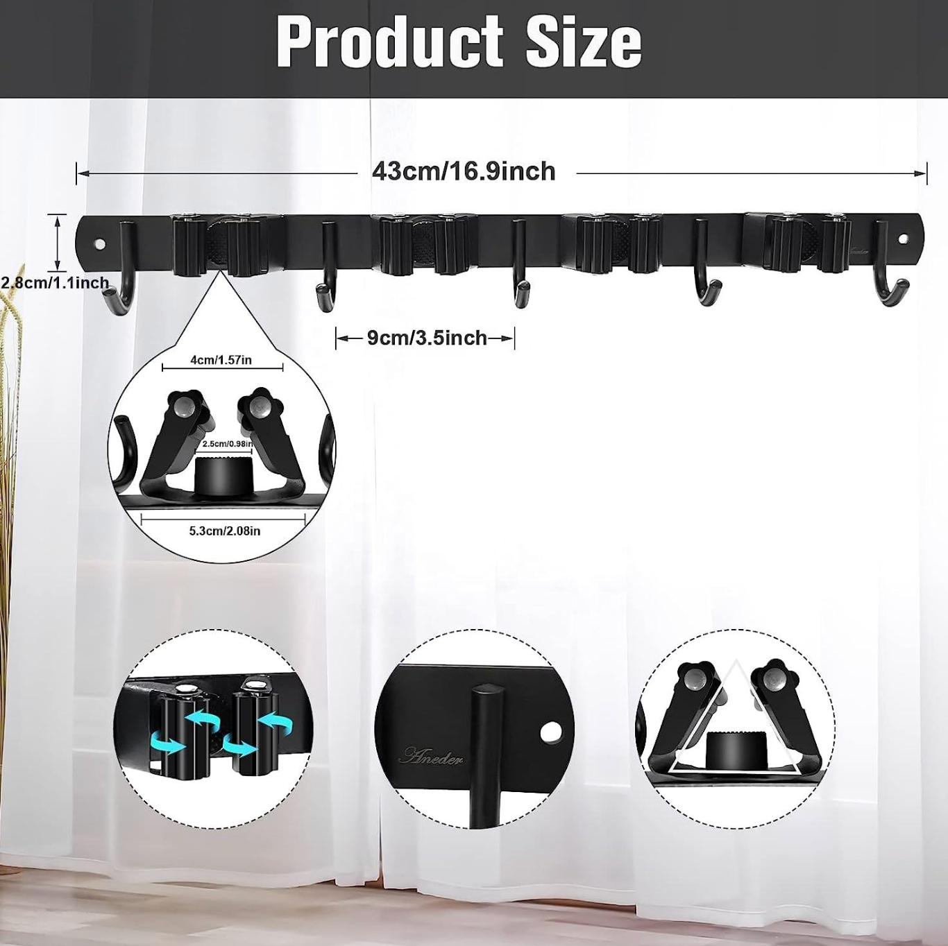 Wall-Mounted Broom & Mop Holder – Space-Saving Cleaning Tool Organizer
