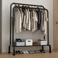 Portable Double-Rod Clothes Drying Rack with Wheels – Space-Saving Garment Organizer