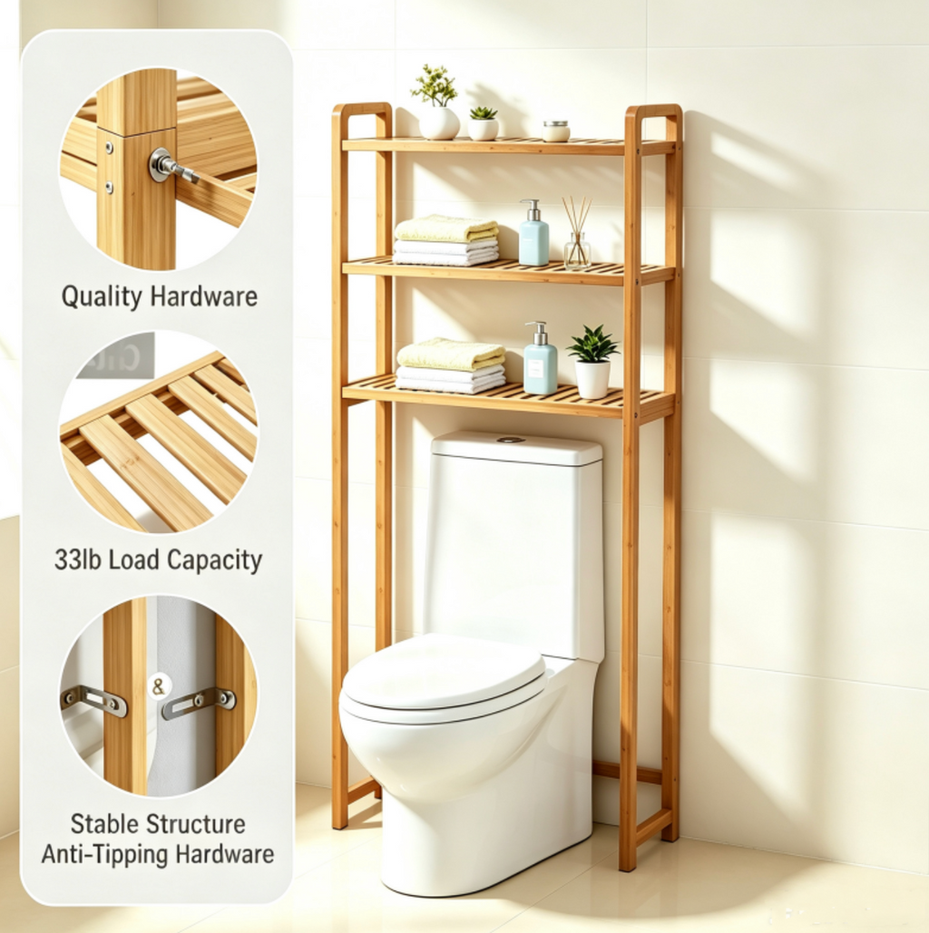 Over-the-Toilet Storage Organizer – Space-Saving Bathroom Shelf Rack
