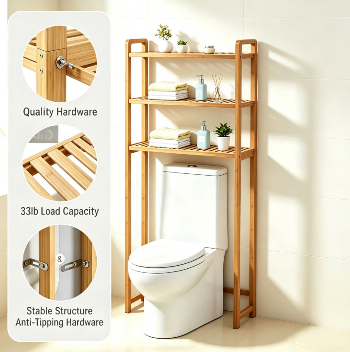 Over-the-Toilet Storage Organizer – Space-Saving Bathroom Shelf Rack