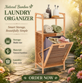 Modern Bamboo Tilt-Out Laundry Hamper with Storage Shelves