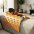 Detachable Bamboo Sofa Armrest Tray – Foldable Couch Organizer & Snack Table