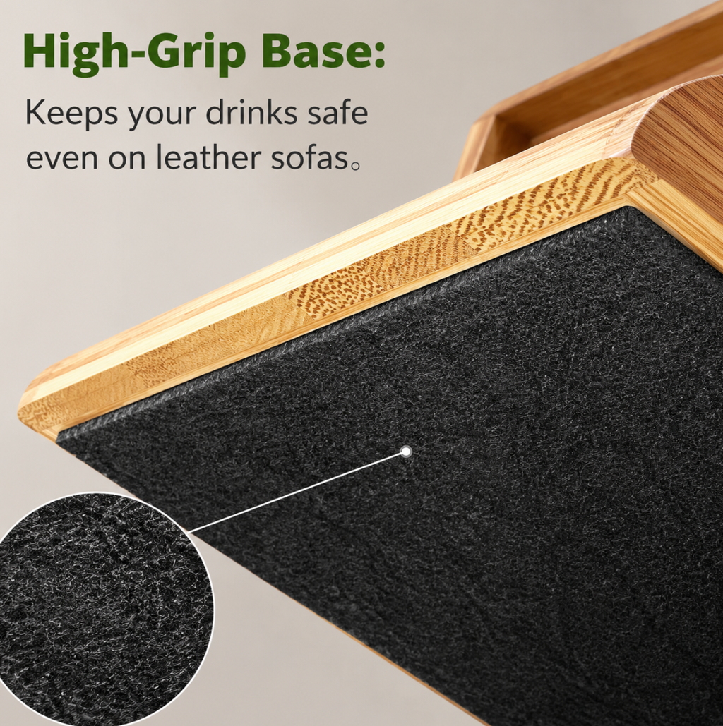 Detachable Bamboo Sofa Armrest Tray – Foldable Couch Organizer & Snack Table