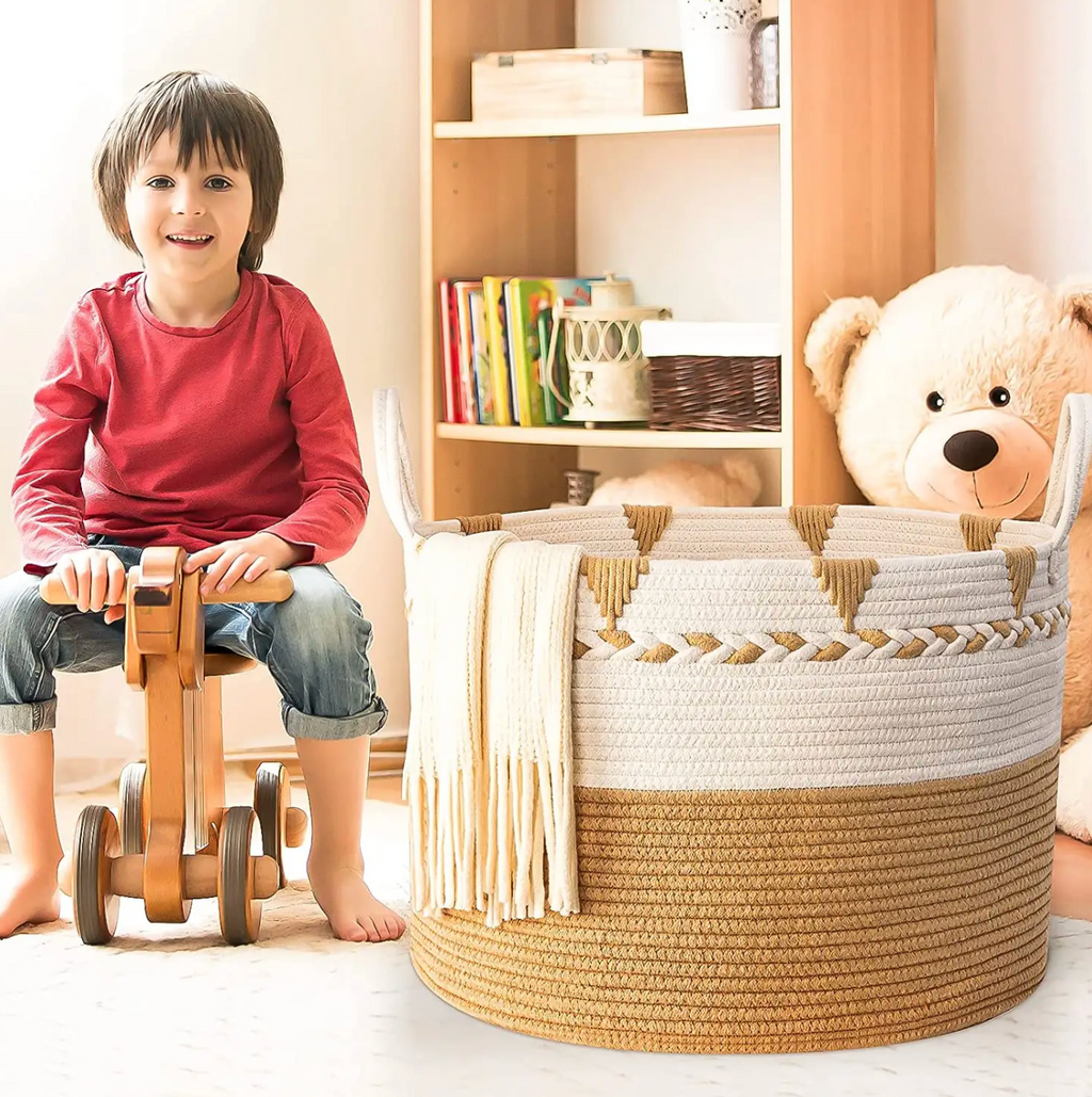 Extra Large Blanket Storage Basket – Stylish Living Room Organizer