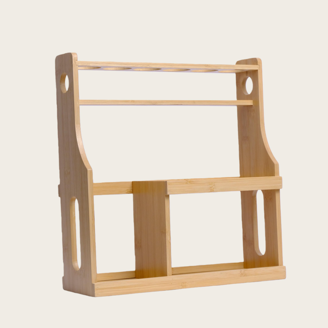2-Tier Bamboo Glass Container Rack – Elegant Kitchen Countertop Storage Organizer