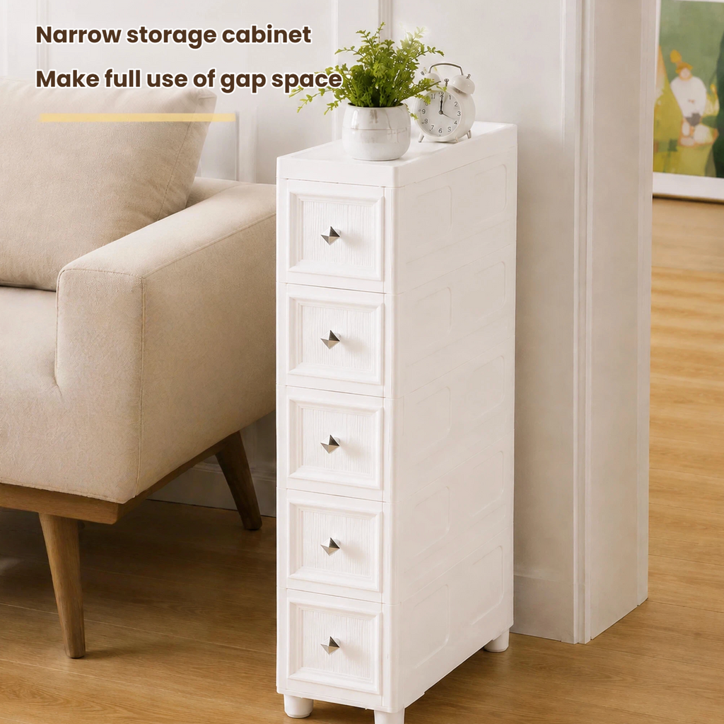 14cm Slim Plastic Storage Cabinet – Ultra-Narrow Space-Saving Organizer
