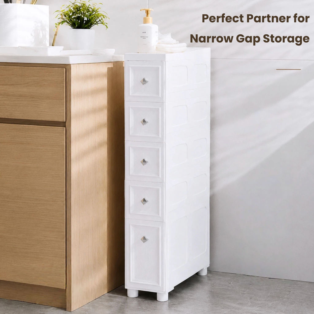 14cm Slim Plastic Storage Cabinet – Ultra-Narrow Space-Saving Organizer
